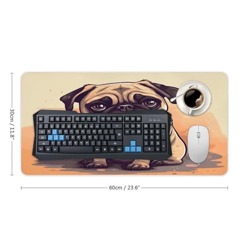 Pug Cartoon Desk Pad Large Office Desk Mat 30x60 cm miniatura 2