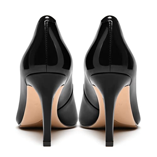 FEMSTEP Womens Slip On Pointed Toe Patent Leather Dress Bridal Stiletto High Heel Pumps Shoes 3.3 Inch4