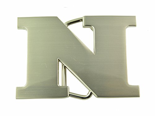 Stainless Steel "N" Initial Buckle & Genuine Black Leather Belt2