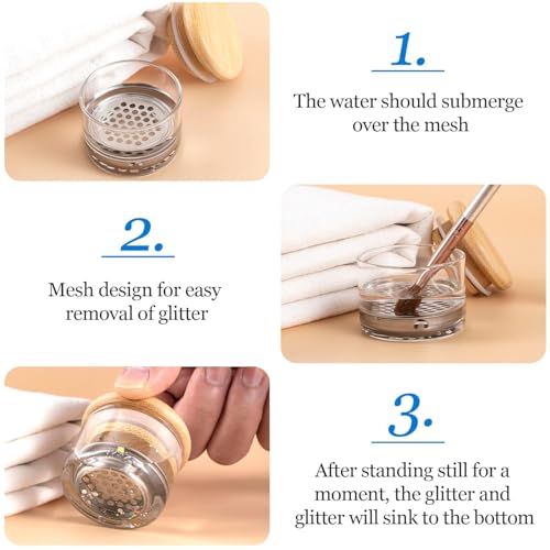 image for BRAVIKERLY Nail Art Brushes Washing Cup, Nail Glitter Removal Cup, Mon