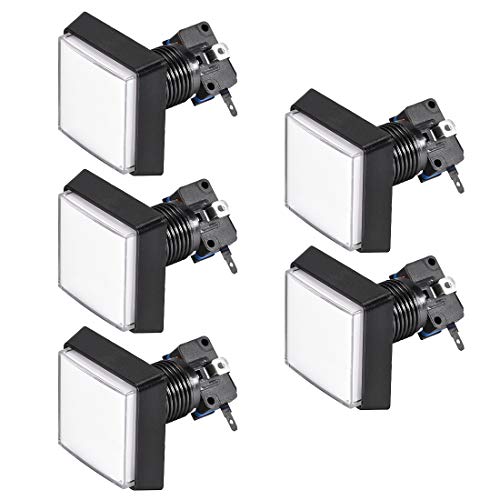 Bouton poussoir carré pour borne d'arcade 12V LED blanche et micro interrupteur de jeux vidéo