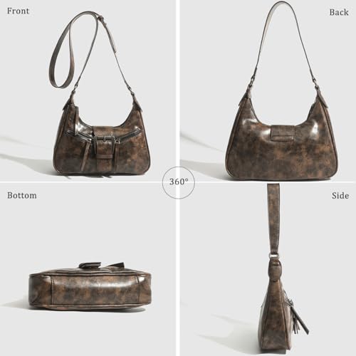 Image of Women's Y2K Purse Shoulder Bag Top Handle Handbag Small Punk Hobo Clutch Purses Bags Trendy Trendy Leather Buckle Punk Purses