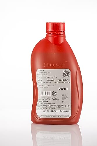 Image of Bosch Engine Oil | Josh 4T 20W 40 API SL for Motorcycle Bikes and Scooters, 900 ml