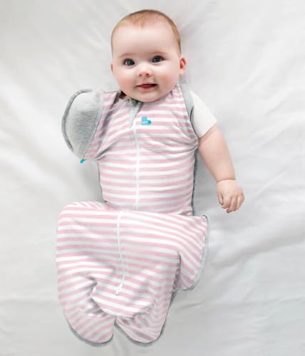 Image of Love to Dream Swaddle Up, Transition Bag, 1.0 TOG, 13-19lbs, Patented Zip-Off Wings, Help Baby Transition from Being Swaddled to Arms-Free When Showing Signs of Rolling, Stripes Pink