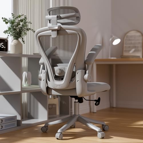 Image of Ergonomic Office Chair with Memory Foam Seat, Computer Desk Chair | 3.5 inch Memory Foam Cushion, 3D Adjustable Headrest, Lumbar Support, Flip-Up Armrests, Breathable Mesh, 330LBS Weight Capacity