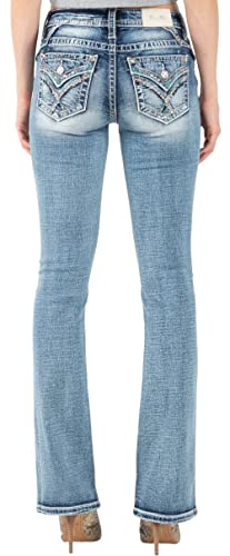 Miss Me Stone Mid-Rise Boot Jeans in Bright Blue Bright Blue 26