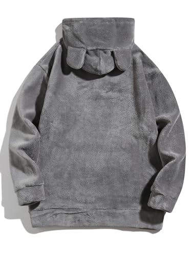 Thatrich Mens Fleece Sweatshirt Sherpa Hoodie with Cute Terry Bear Ears Oversized Long Sleeve Pullover Warm Winter Sweatshirt3