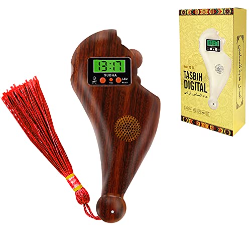 Muslim Prayer Bead,Tally Counter Digital Tasbih Counter, Islamic Finger Counter with LED & Speaker & Compass Time,Islam Portable Rotating Rechageabl Praying Beads