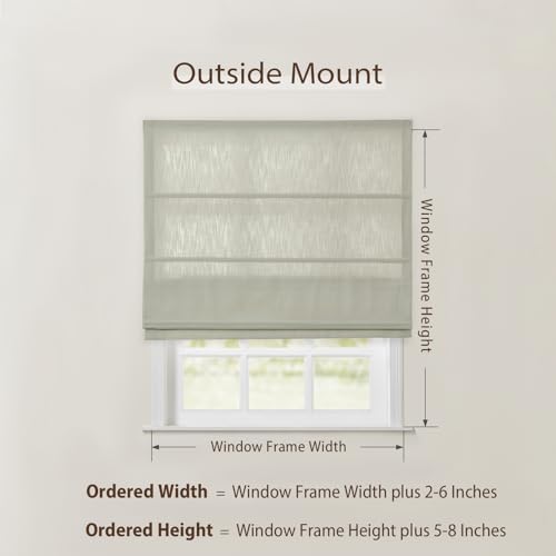 Image of TWOPAGES Isabella No Drill Cordless Roman Shade Linen Textured Cotton Roman Blind for Windows, Custom Made Room Darkening Blackout Roman Window Shade, Hardware Included, Bone White, 1 Piece