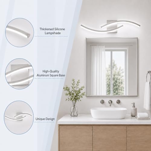 Image of 23.62 inch Modern Bathroom Vanity Light Brushed Nickel Lights Fixtures 5500K Led Bathroom Light Fixture Over Mirror Modern Wall lamp for Cabinet Hallway,2 Packs