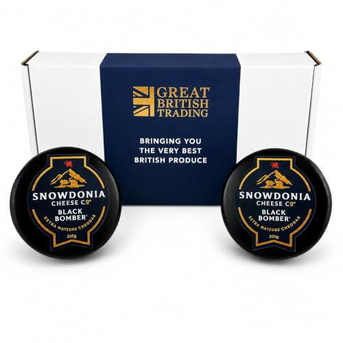 Snowdonia Cheese Company Little Black Bomber 2 x 200g Extra Mature Cheddar Truckles in a Great British Trading Gift Box from GREAT BRITISH TRADING LIMITED