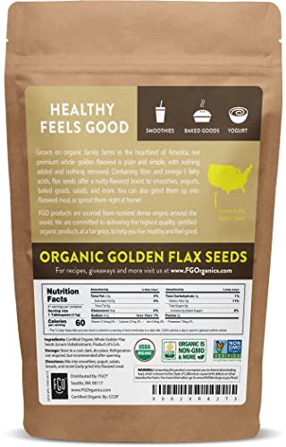 Organic Whole Golden Flax Seeds | Sproutable | Grown In Usa | 16 Oz Resealable Bag (1Lb) | By Fgo #TOP1
