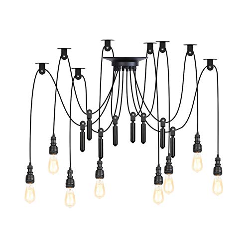 Lampes suspendues araignée lustre rustique industriel réglable 8 à 14 lumières