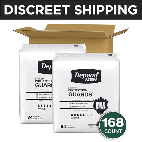 Image of Depend Guards Incontinence Pads for Men, Maximum Absorbency, 168 Count