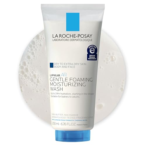 La Roche-Posay Lipikar AP+ Gentle Foaming Moisturizing Wash, Shea Butter + Niacinamide + Glycerin, Moisturizing Body Wash & Face Wash For Dry Skin, National Eczema Association Accepted, Soap Free