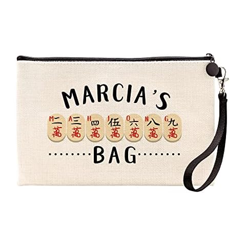 Pattern Pop - Personalized Mahjong Bag - Small Light Beige Pouch for Board Game Pieces - Storage Bag - Great for Mahjong Players - Majong Accessories (9 x 6 In) Cover