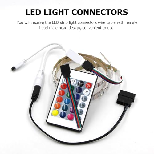 Conector para tira de LED RGB 5050 de 4 pines, cable adaptador macho hembra POPETPOP para hogar 7
