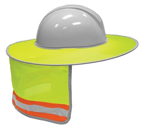 Kishigo Unisex High Visibility Reflective Full Brim Sun Shield 2873, Polyester, Non-ANSI, Fits Over Full Brim Safety Hard Hats, Shade, Sun Protection, Heat & Glare Reduction, Outdoor (Lime, One Size)