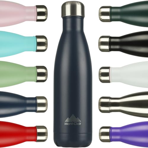 Image of Mont-Clair Stainless Steel Water Bottle, Vacuum insulated - BPA Free, 12h Hot & 24h Cold Drinks, Metal Water Bottle 17 oz Leakproof, Ideal for Adult, Kids, Running - Dark Blue