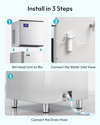 Image of EUHOMY Commercial Ice Maker Machine 500Lb /24H, Ice Ready in 10-15 min,SECOP Compressor, Industrial Ice Machine with 130Lbs Automatic Ice Bin Dispenser, Ice Maker Machine for Hotel /Restaurant /Business