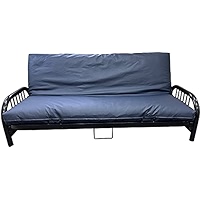 D&D Futon Furniture Leather Look Vinyl Futon Covers, Mattress Protector Slipcovers (Navy, Twin Size 6x39x75 In