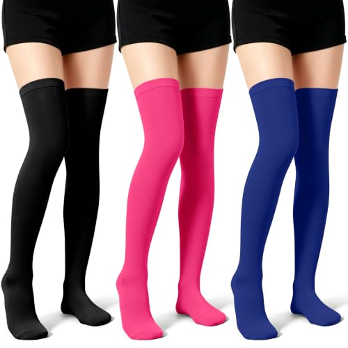 Image of CHARMKING 3 Pairs Thigh High Compression Socks for Women and Men 15-20 mmHg Boost Circulation and All Day Comfort