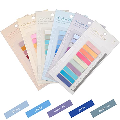 1200 Stück Haftstreifen, 6 Stile Selbstklebend Haftmarker mit Lineal Beschreibbar Haftnotizen Klein Sticky Tabs für Seiten Markierung Lesezeichen Cover