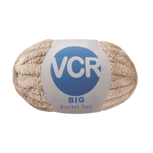 Image of VCR Coffee Cream Yarn, 200 Grams Big Chunky Hank, 22 Meters Length, Suitable for Knitting Blankets and Pillows, 100% Polyester Yarn Ball for Crochet DIY, Soft Threads, Pack of 1