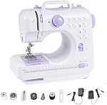 Machine à coudre COSTWAY pour débutant, machine à coudre électrique portable avec 12 points intégrés, kit d'accessoires, lumière LED, 2 vitesses et pédale, tiroir de rangement, idéale pour les projets DIY à la maison
