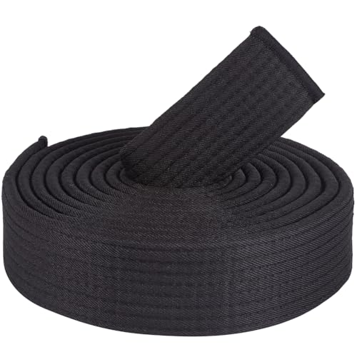 CREATCABIN Cinturón de Jiu Jitsu de poliéster negro para artes marciales, cinturón de Judo Jiu-Jitsu TKD Aikido Uniforme, cinturón largo suave de ajuste universal, cinturones de taekwondo para hombres