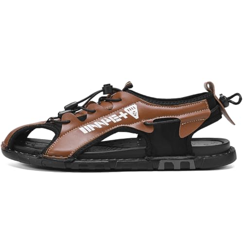 Mens Sandals Slippers Leather Closed Toe Athletic Sport Sandals Shoes2