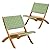 VINGLI Wooden Outdoor Chairs, Portable Rattan Folding Chair with Low Webbing Seat and Backrest, Adirondack Chairs, Ideal for Patio, Lawn, Garden, Fishing, Green, 2 Pack