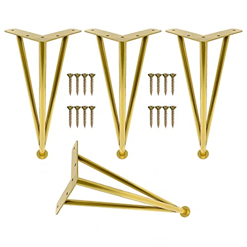 4 patas de metal ajustables para mesa de 10 a 60 cm, patas de repuesto para mesas de café, sofás, escritorios y armarios, incluye tornillos, elegante diseño de mediados de siglo