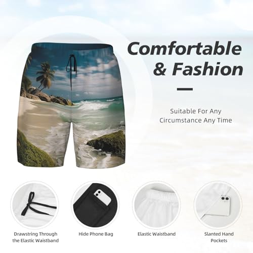 Men's Swim Trunks Quick Dry Board Shorts Beach Ocean Beach Shorts with Pocket Bathing Suits for Men4