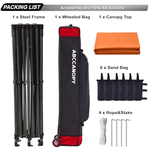 Image of ABCCANOPY Patio Pop Up Canopy Tent 10x20 Commercial-Series(Orange)