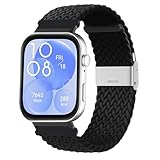 Niboow Intrecciato Cinturino Compatible con Huawei Watch Fit 4 / Fit 4 Pro/Fit 3, Uomini Donne Sportiva Elastica Nylon Watch Band Cinturini per Huawei Watch Fit 4 / Fit 4 Pro/Fit 3 (Nero)