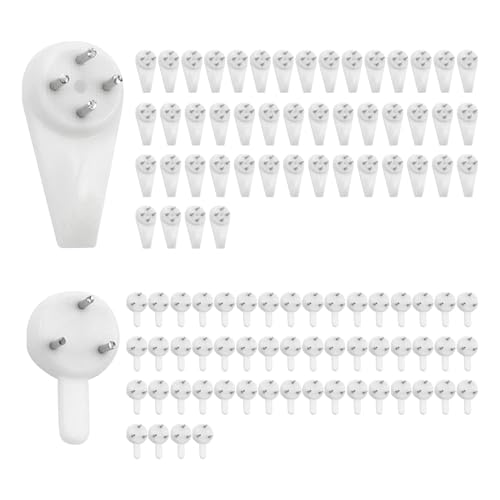Image of Dnyta 100pcs Invisible Nail Screws Wall Hooks Picture Hanging Kit No Trace Picture Hangers Invisible Wall Nails for Hanging Photo Frame,Decoration,Artwork Picture(2 Types)