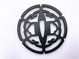 New Pattern Japanese Samurai Sword Fittings- Iron Tsuba (Guard) for Katana Wakizashi (TT066-TT069) (Black TT066, Iron tsuba)