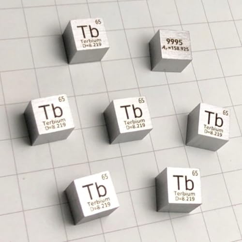 10mm Pure Terbium Cubes, 99.95% High Purity Metal Tb, for Elemental Sample Collection, Classroom Demonstrations, Science and Laboratory Experiment Projects