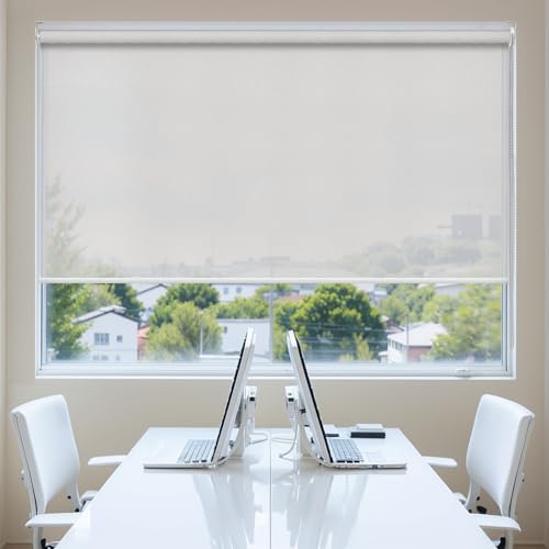 Adliy ロールスクリーン ロールカーテン 優しい採光 3級遮光 遮熱断熱 幅30~250cm/丈?300cm オーダーメイド UVカット プライバシー保護 目隠し 防音 闇仕切り 防寒保温 オールシーズン チェーン式 簡単取付け 非遮光 ホワイト 幅1