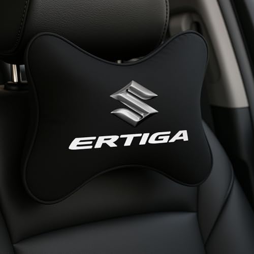 Image of Maruti Suzuki Ertiga Car Headrest Neck Pillow - Neck Support Cushion for Driving | Soft Polyester, Ergonomic, Pain Relief, Travel Use | 26 x 18 cm (Black)