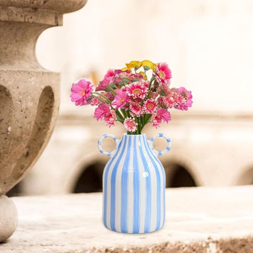 Image of Creations Decorative Flower Vase Photo Prop Porcelain Vase for Garden Entryway Farmhouse Blue White StripesHome & Garden|Home D?Cor|Vases
