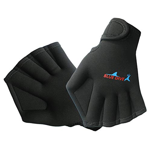 Brechton Adjustable Neoprene Exposed Finger Wetsuit Gloves with Webbed - for Diving, Snorkeling