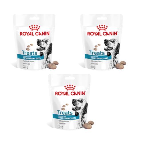 Royal Canin Veterinary Hypoallergenic Treats | 3er Pack | 3 x 230 g | Snacks für Erwachsene Hunde Aller Größen & Rassen | Im wiederverschließbaren Beutel | Hydrolysierte Proteine