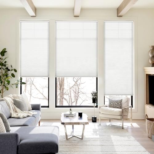 LazBlinds Cordless Cellular Shades, No Tools No Drill Light Filtering Honeycomb Shades Pleated Blinds for Windows, 47'' W x 48'' H, White — view 4