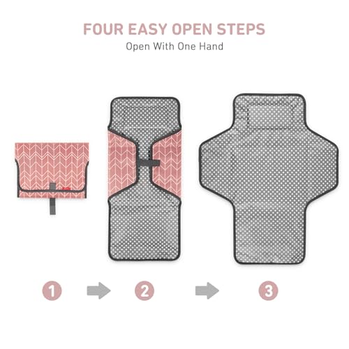 Babebay Waterproof Portable Diaper Changing Pad, Foldable Travel Changing Mat for Baby Girl Boy, Lightweight Travel Changing Station, Boho Geometric Pattern - Thumbnail 4