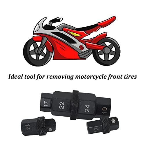 Cnwooaive Hex Axle Tool For Motorcycle Front Axle Wheel, 12 14 17 19 22 24Mm 6 In 1 Motorcycle Hex Allen Axle Spindle Socket Adapter Tool 3/8 Inch #TOP4
