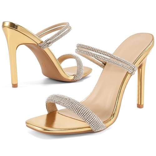 Comfortable Heels for Women Wedding: Fashion Womens Stiletto Heeled Sandals for Party Prom - Ladies Sparkle Heel Shoes - Main Image