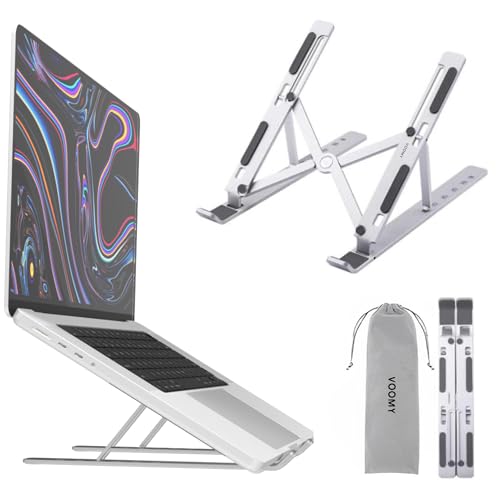 Voomy Soporte Portatil Mesa, Base Portatil 6 Ángulos Ajustables, Laptop Stand 9-16, Soporte Macbook, Notebook, Ordenador, Elevador, Plata