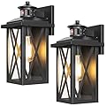 2-Pack Motion Sensor Outdoor Wall Lights, Upgraded Dusk to Dawn Outdoor Lighting Waterproof, Black Modern Outside Wall Mount Light Fixtures, Anti-Rust Exterior Light for House Porch Entryway Garage